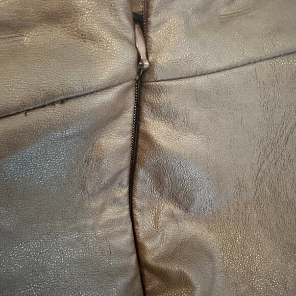 Alexsandre Akhalkatsishvili Brown Vegan Leather Mini Skirt V Waist sz S NWOT - Picture 4 of 7